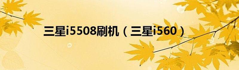 三星i5700安全便捷刷机完全指南-第1张图片-铖浩科技