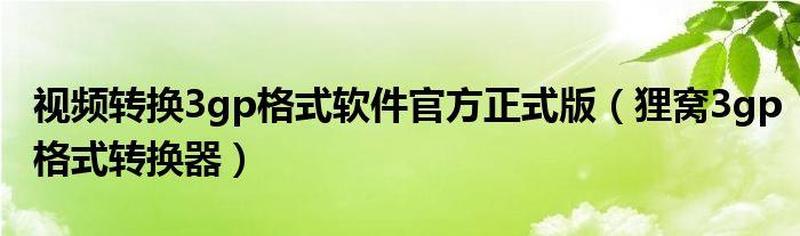 狸窝3gp格式转换器—狸窝3GP格式转换神器：视频格式转换无忧-第1张图片-铖浩科技