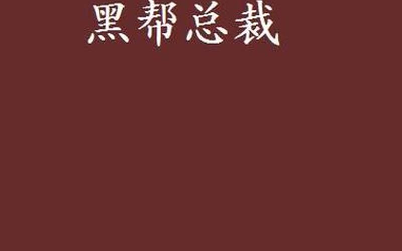 黑道帝国-黑道帝国总裁的小说