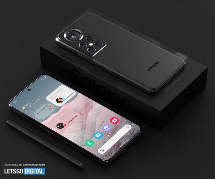 三星Galaxy S22 Ultra渲染图曝光，后置"大炮"主摄异常醒目-第1张图片-科技快讯