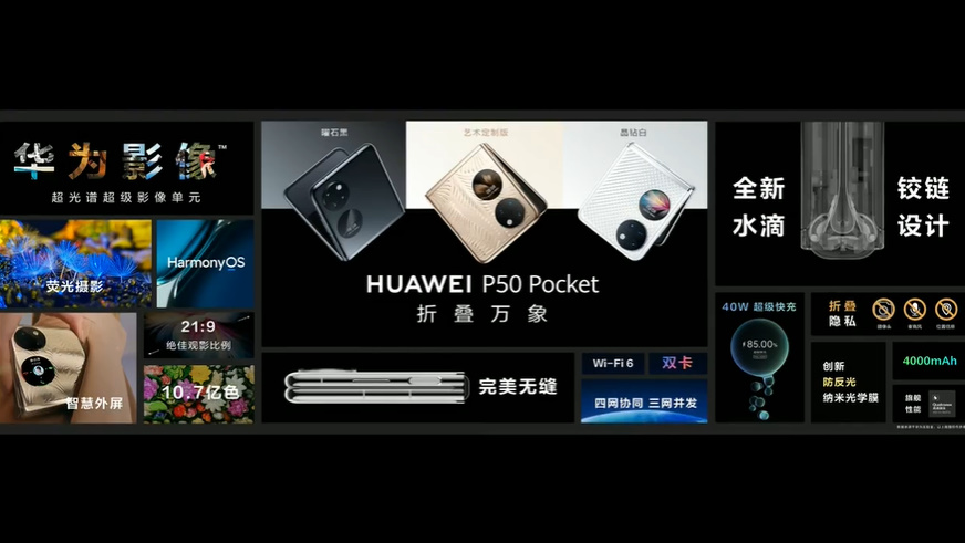 华为P50 Pocket折叠屏手机发布，后置双环但配有小副屏，起售价8988元-第13张图片-科技快讯