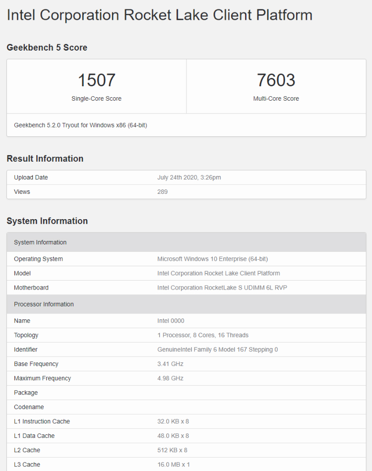 英特尔8核11代桌面处理器Geekbench跑分曝光 单核超越i7-10700K-第2张图片-科技快讯