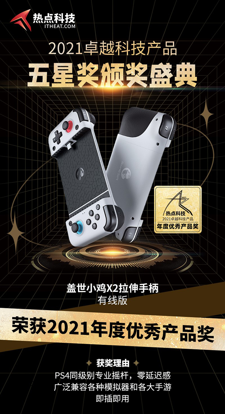 祝贺盖世小鸡X2拉伸手柄在热点科技五星奖颁奖盛典中荣获：年度优秀产品奖-第3张图片-科技快讯