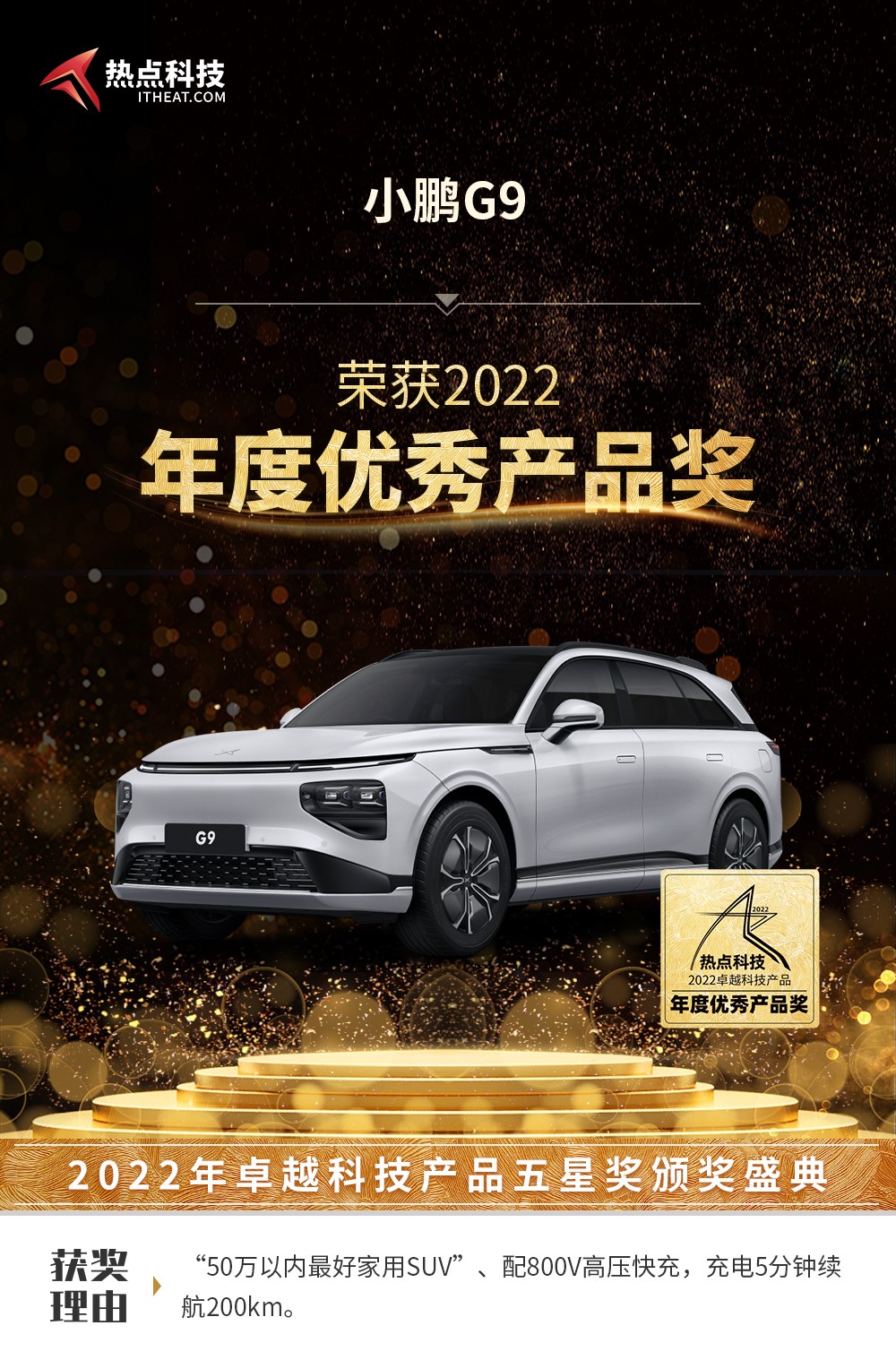 小鹏G9在热点科技2022五星奖颁奖盛典中荣获：年度优秀产品奖-第4张图片-科技快讯