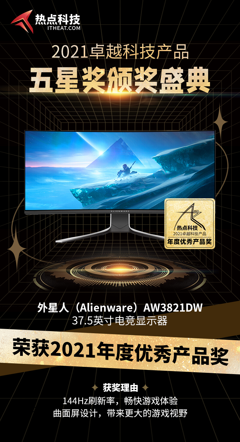 外星人 AW3821DW 37.5英寸电竞显示器在五星奖颁奖盛典中荣获：年度优秀产品-第3张图片-科技快讯