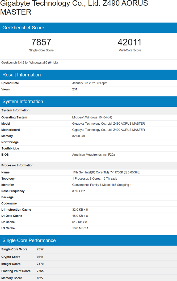 Intel Core i7-11700K处理器现身：频率达5.0GHz，单核提升26%-第2张图片-科技快讯