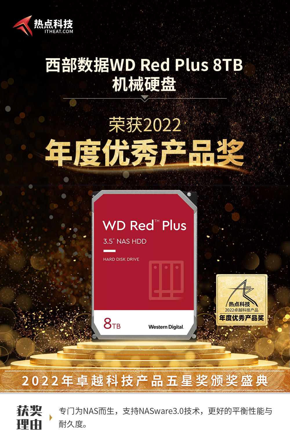 西部数据WD Red Plus 8TB机械硬盘在热点科技五星奖中荣获：年度优秀产品奖-第3张图片-科技快讯