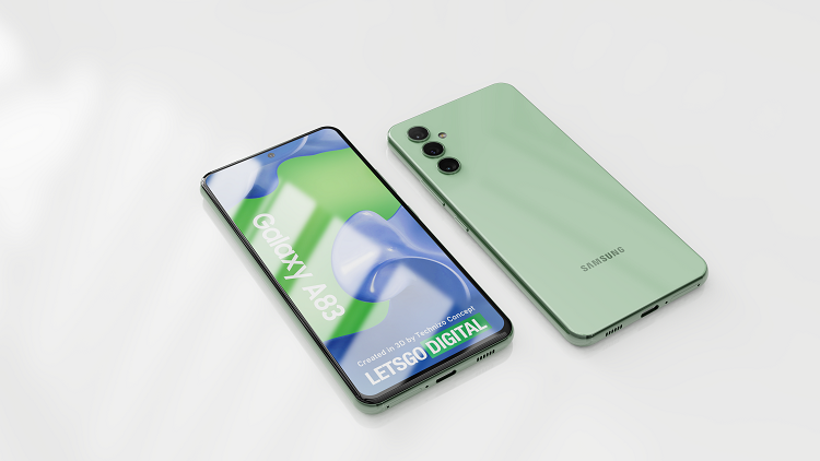 三星Galaxy A83 5G手机渲染图曝光，居中单挖孔+后置竖排三摄-第2张图片-科技快讯