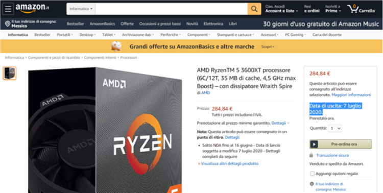 AMD锐龙3000XT系列亮相意大利亚马逊 对比国行X系列贵上不少-第2张图片-科技快讯