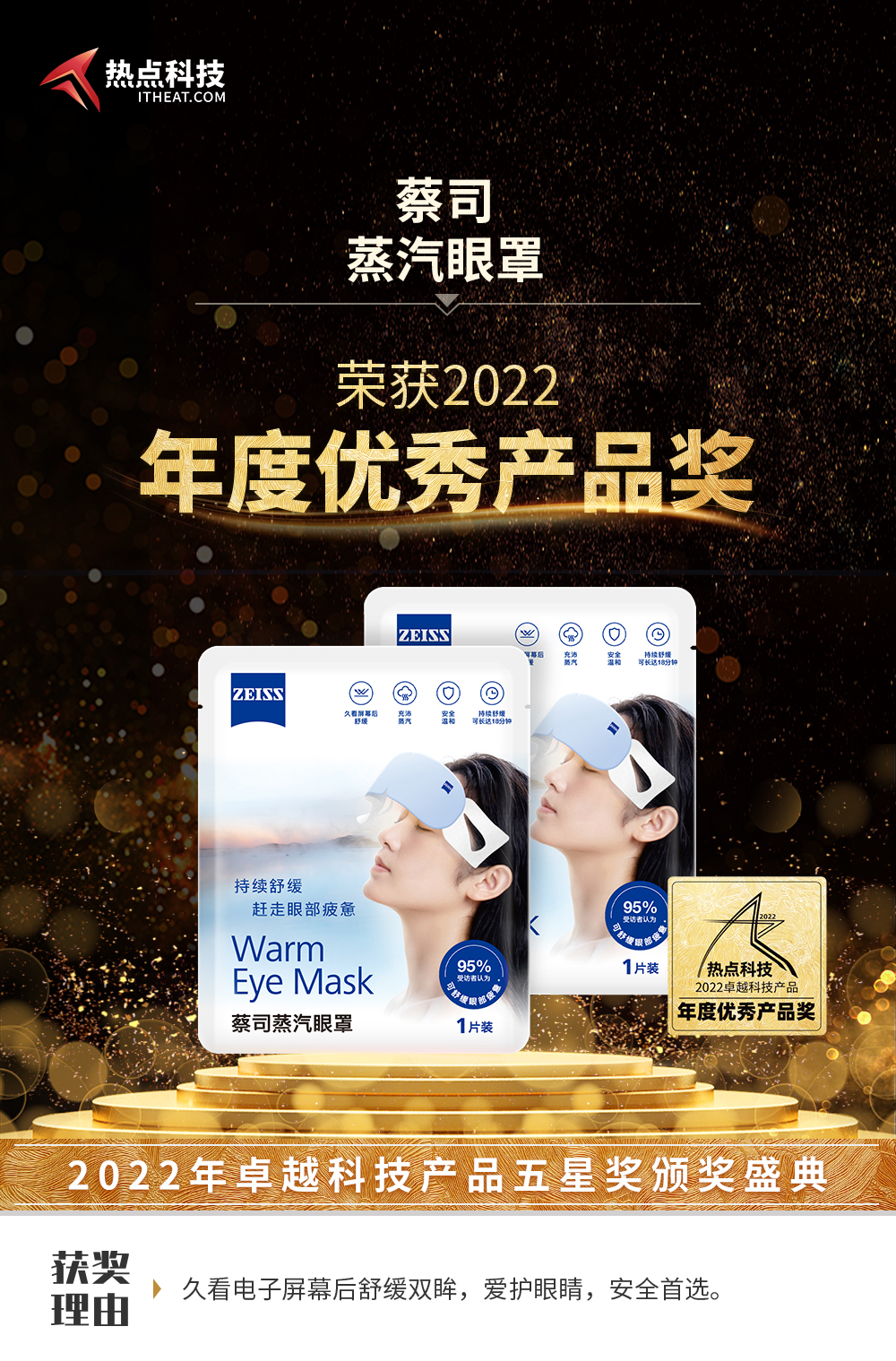 祝贺蔡司蒸汽眼罩在热点科技2022五星奖颁奖盛典中荣获：年度优秀产品奖-第3张图片-科技快讯