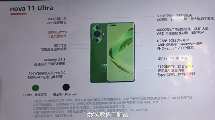 疑似华为nova 11系列配置曝光：5000万像素RYYB主摄加持，高配支持100W快充-第3张图片-科技快讯