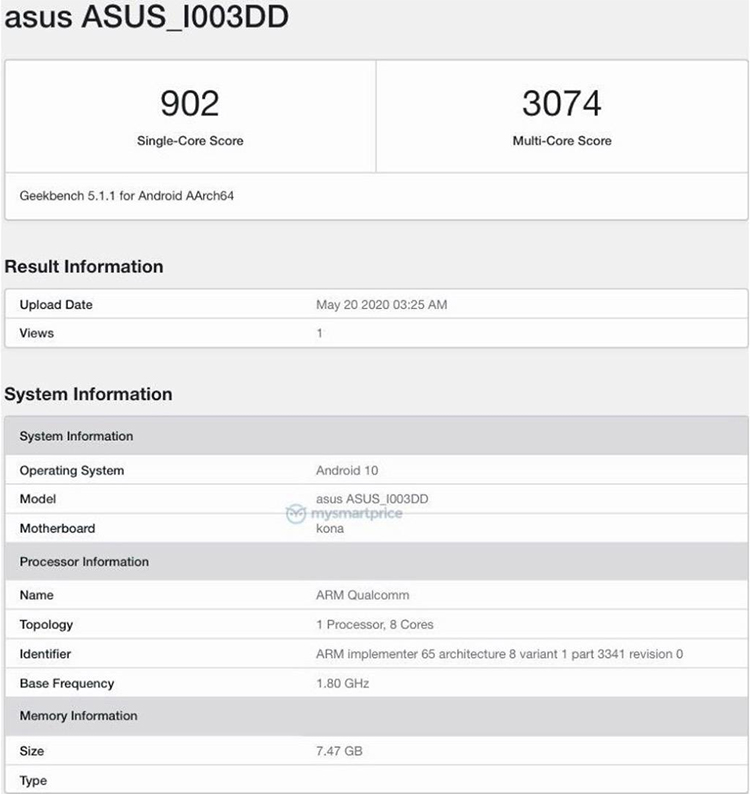 华硕ROG Phone 3现身GeekBench：多核得分3229 有望下月发布-第2张图片-科技快讯