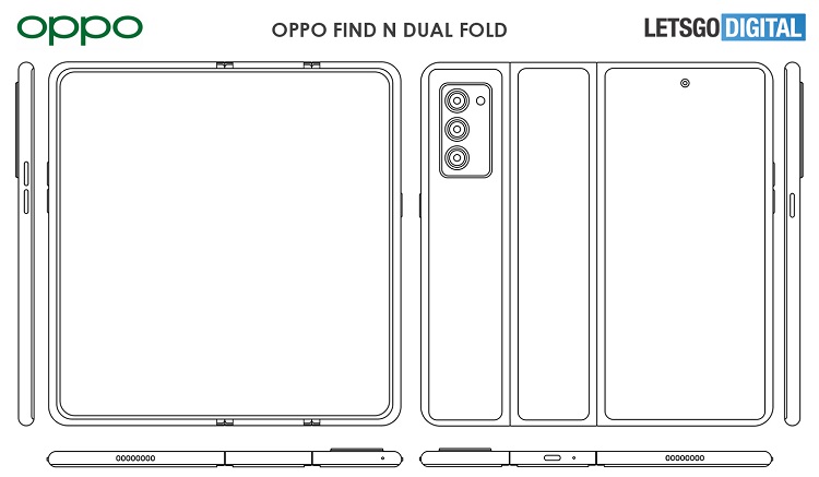 OPPO 双折叠手机专利曝光，可以进行两次折叠，Find N的升级版本   -第1张图片-科技快讯