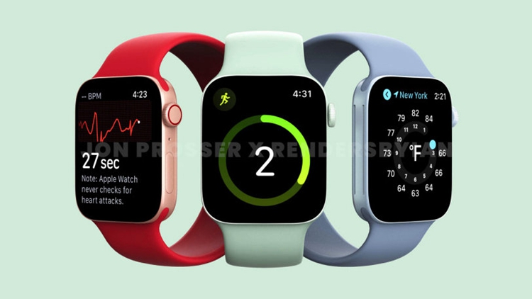 苹果Apple Watch Series 7渲染图曝光：更多配色，直角边框-第1张图片-科技快讯