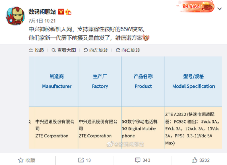 中兴Axon30屏下版手机官宣，第二款屏下摄像头手机，标配55W快充-第2张图片-科技快讯