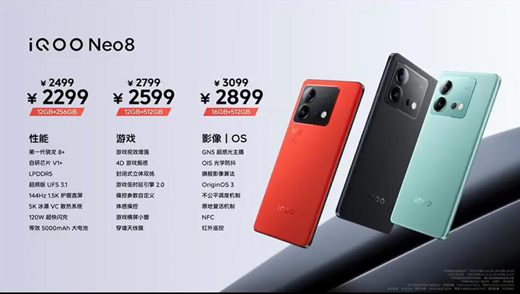 iQOO Neo8系列正式发布：首发天玑9200+，平板耳机与散热背夹齐上阵-第11张图片-科技快讯