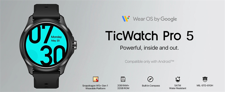 首款高通骁龙W5+智能手表发布，TicWatch Pro5可续航45天-第1张图片-科技快讯