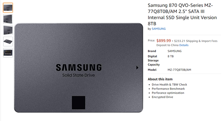 三星QLC SSD上架电商平台：8TB售价达6400元-第2张图片-科技快讯
