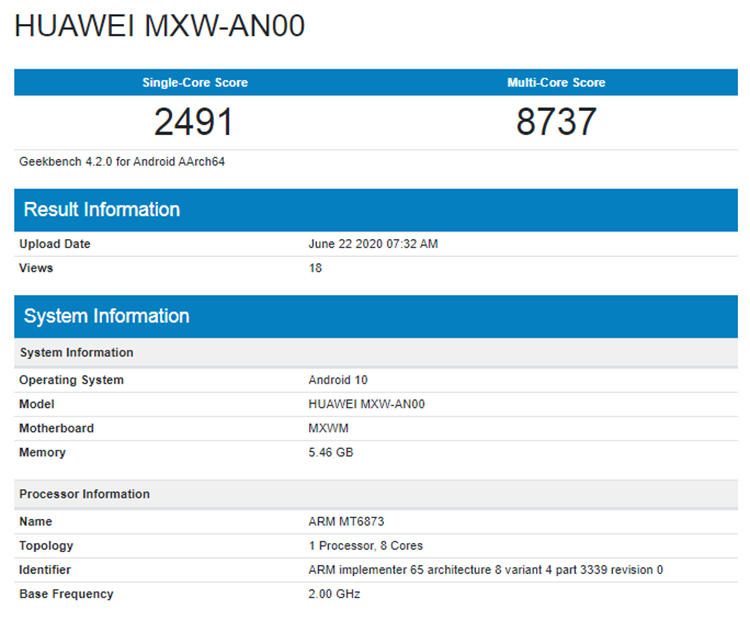 荣耀30青春版现身GeekBench：搭载联发科天玑800 后置4800万三摄-第1张图片-科技快讯