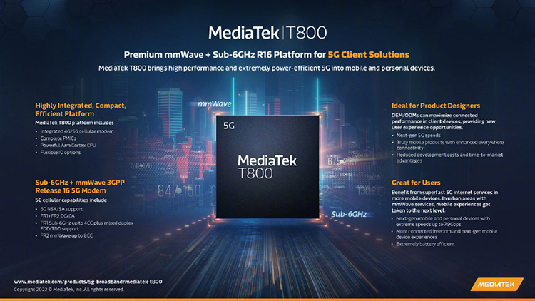 联发科发布5G基带芯片T800  *** 可达7.9Gbps-第1张图片-科技快讯