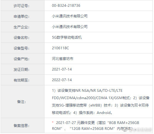 小米MIX 4新配置入网 提供12GB大内存-第1张图片-科技快讯