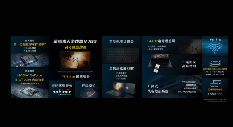 荣耀首款电竞笔记本猎人V700正式发布  支持45W+100W输出-第11张图片-科技快讯