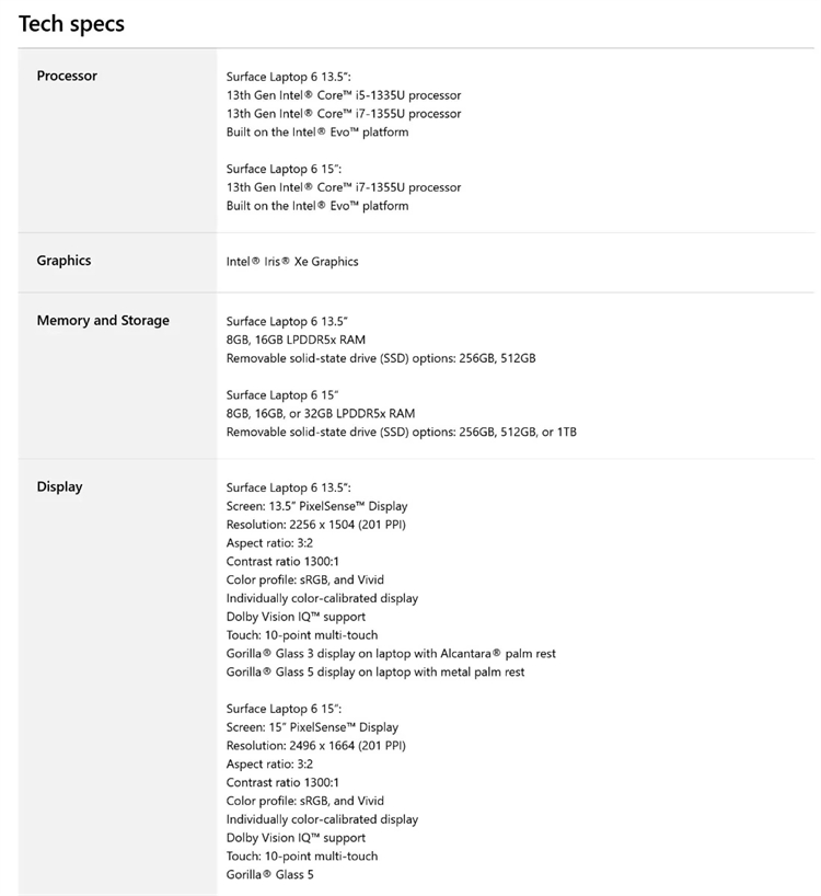 微软Surface Laptop 6配置曝光：双尺寸，搭载13代酷睿-第2张图片-科技快讯