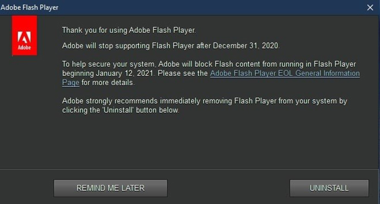 Adobe Flash Player走向终结 win10下一次更新将自动将其删除-第1张图片-科技快讯