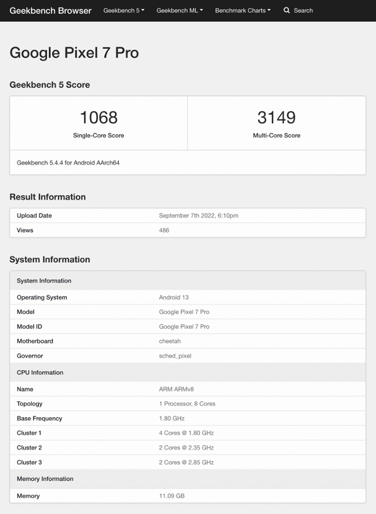 谷歌Pixel 7 Pro跑分数据曝光 Tensor G2性能提升10%左右-第2张图片-科技快讯