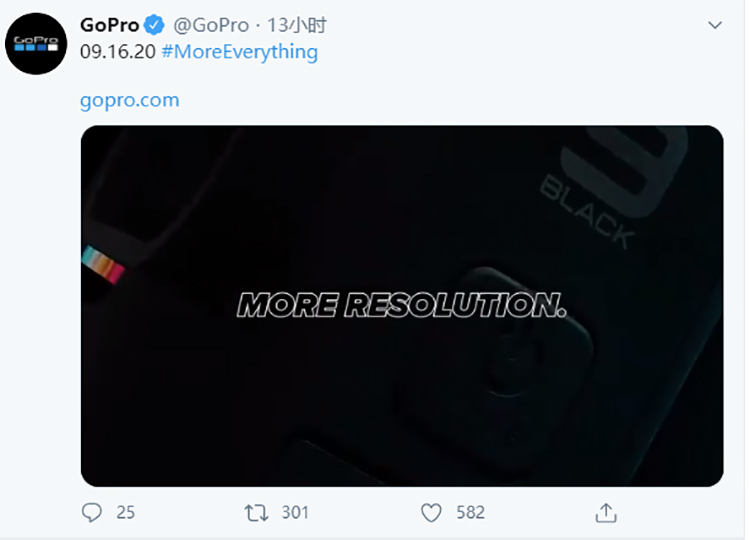 GoPro Hero 9 Black官宣9月16日正式发布：双屏设计，可拍摄5K30P视频-第1张图片-科技快讯