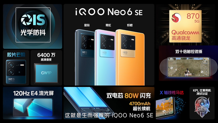iQOO Neo6 SE发布，骁龙870搭配80W闪充，售价1999元起-第1张图片-科技快讯