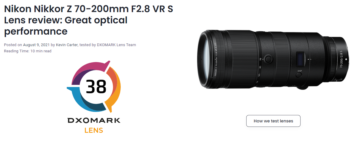 DXOMARK公开 Z 70-200mm f/2.8成绩 总分38-第1张图片-科技快讯