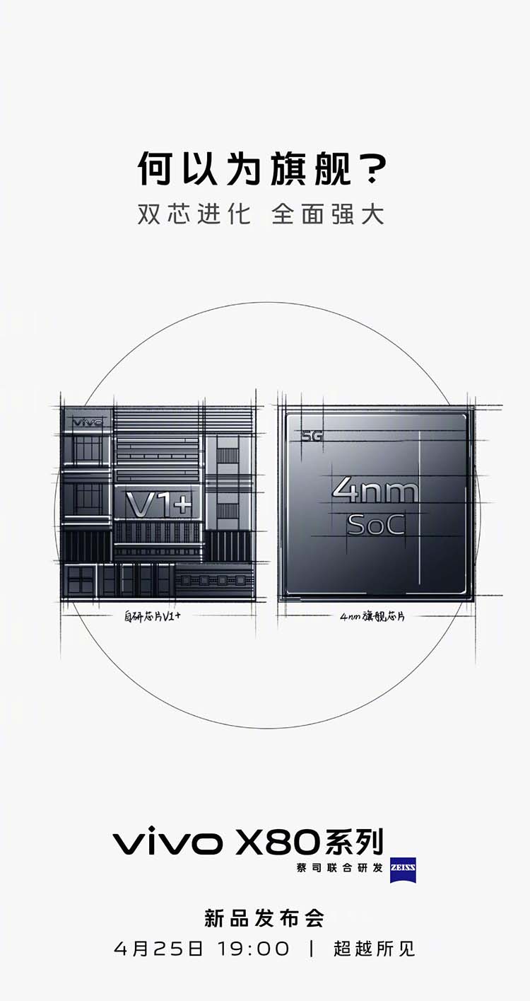 配备自研影像芯片V1+,vivo X80系列将提供骁龙8和天玑9000两个版本-第1张图片-科技快讯