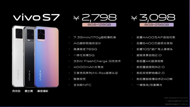 vivo发布vivo S7手机：4400万前置摄像头+4K 60帧拍摄-第7张图片-科技快讯