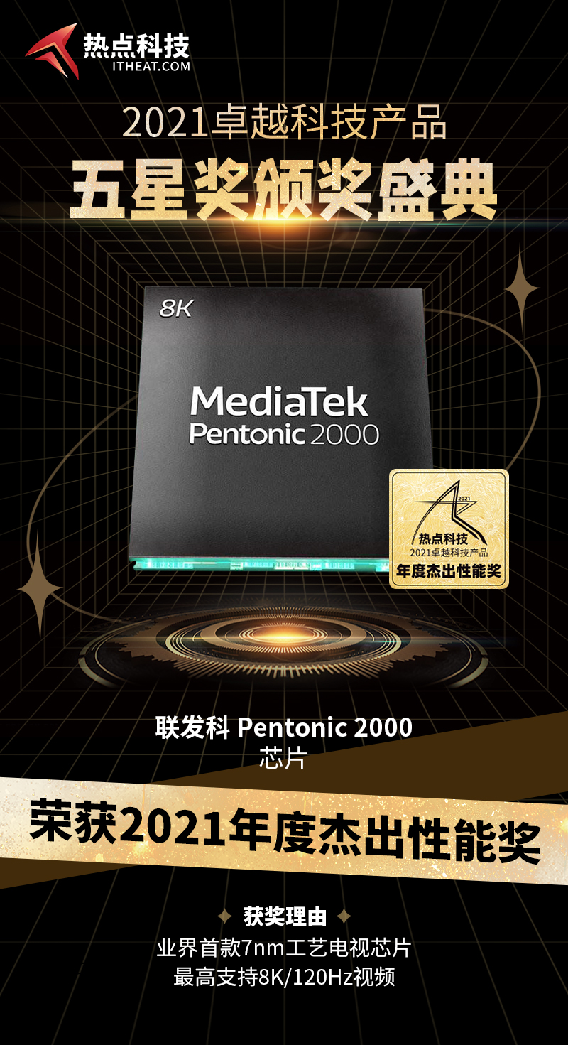 Pentonic 2000芯片在热点科技2021五星奖颁奖盛典中荣获：年度杰出性能奖-第3张图片-科技快讯