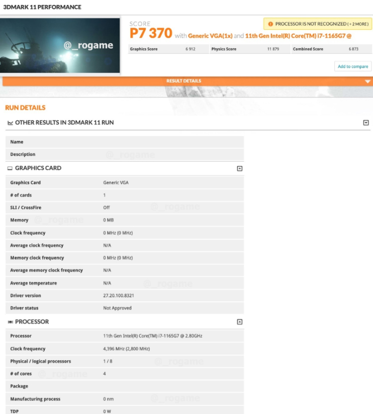 i7-1165G7 3D Mark11成绩曝光：集显性能超越AMD R7 4800U-第2张图片-科技快讯