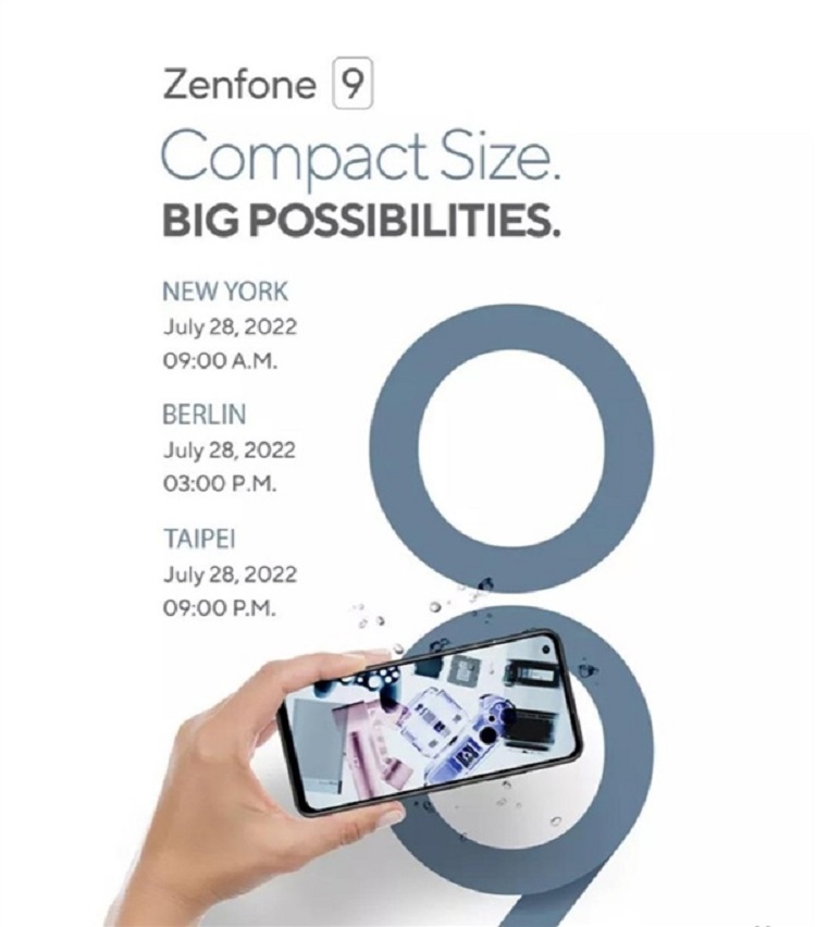 华硕Zenfone 9小屏手机海报曝光，或将7月28日发布，5.9英寸屏幕-第1张图片-科技快讯