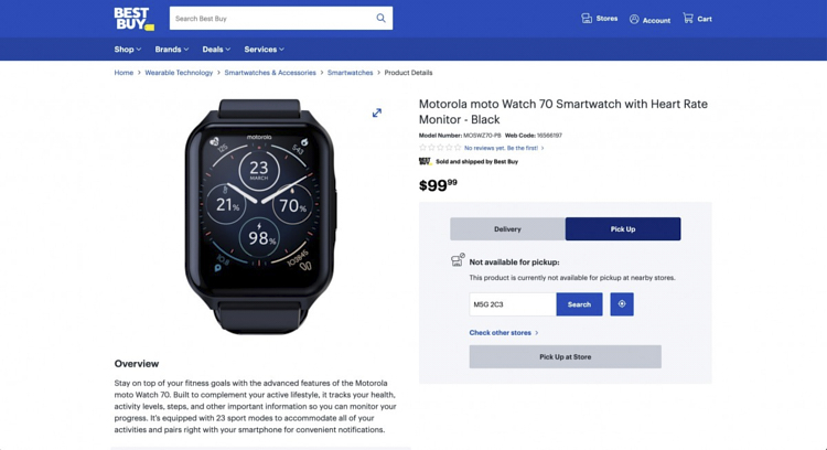 摩托罗拉Moto Watch 70在加拿大上市，售价99加元-第1张图片-科技快讯