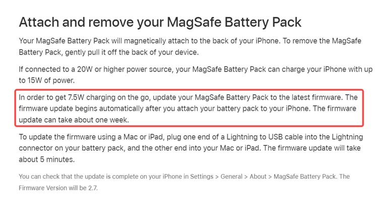 苹果MagSafe外接电池固件更新，充电功率从5W升级到7.5W-第2张图片-科技快讯