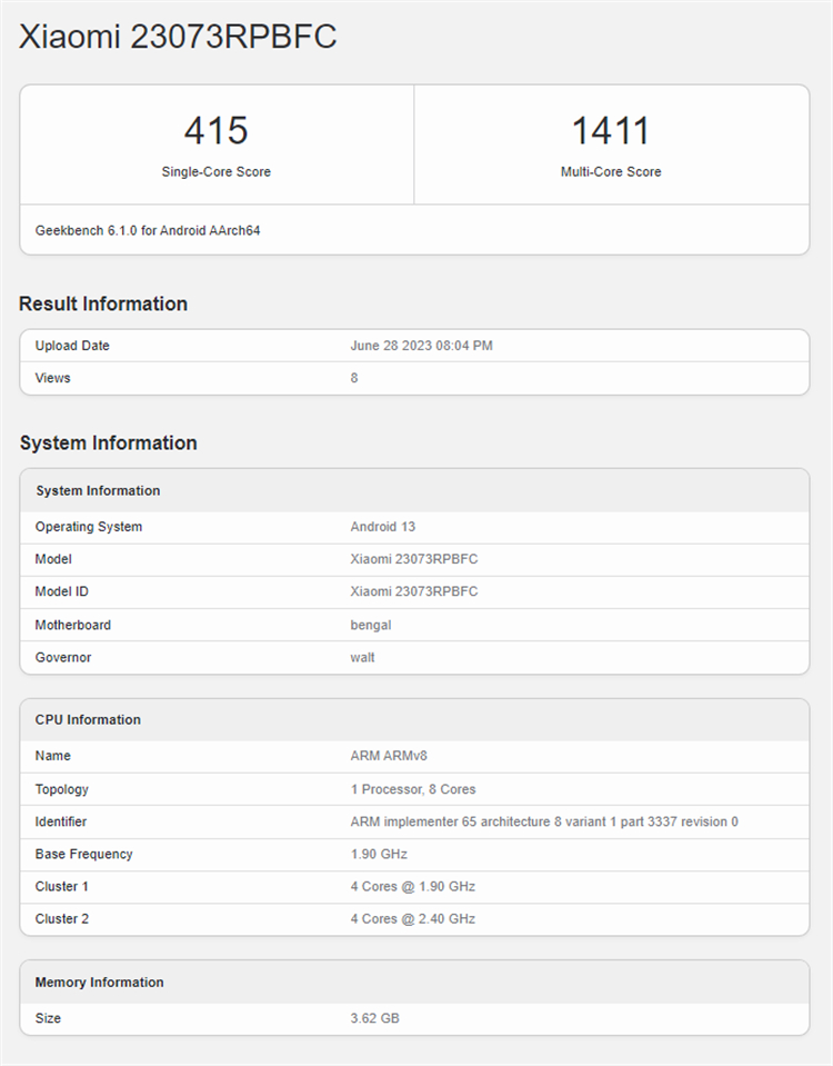 Redmi Pad2现身Geekbench，跑分数据曝光，搭载骁龙680-第1张图片-科技快讯