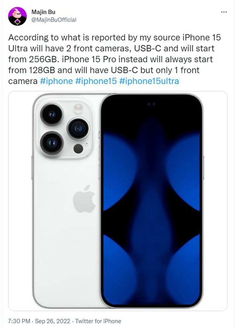 iPhone 15 Ultra或将采用前置双摄像头-第1张图片-科技快讯