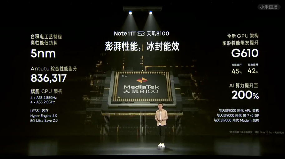 红米Note11T系列手机发布，搭载天玑8100处理器，1699元起-第3张图片-科技快讯