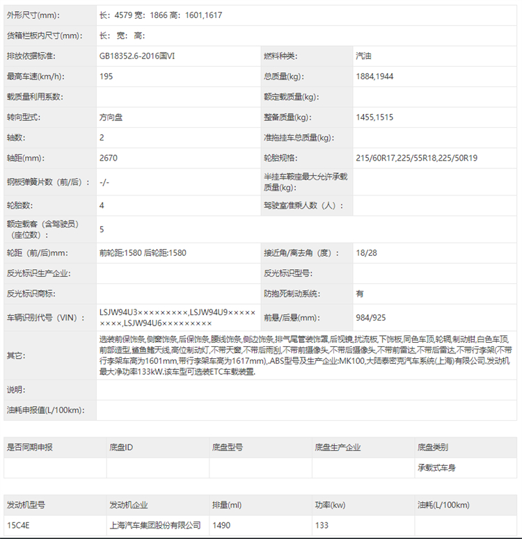 名爵全新SUV申报，或将命名名爵ONE-第4张图片-科技快讯