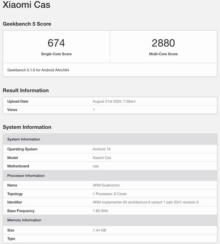 Geekbench疑似出现小米CC10 Pro跑分 新机配备一亿像素主摄和120倍的变焦-第2张图片-科技快讯