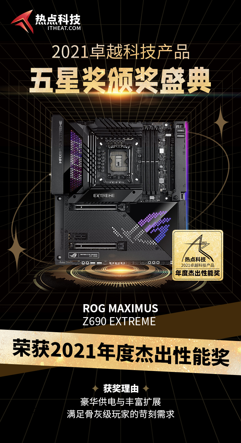 ROG MAXIMUS Z690 EXTREME主板在2021五星奖颁奖盛典中荣获：年度杰出性能奖-第3张图片-科技快讯