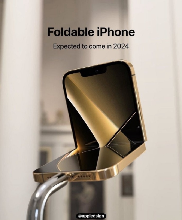 iPhone 折叠屏手机新渲染图曝光，上下翻盖折叠，保留异形刘海-第1张图片-科技快讯
