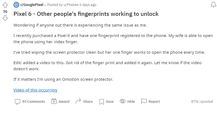 谷歌Pixel 6被曝新安全Bug 陌生指纹也能解锁-第2张图片-科技快讯