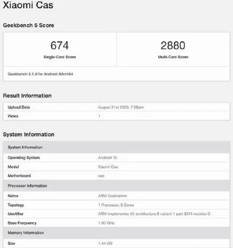 小米CC10跑分现身Geekbench数据库，疑似搭载骁龙865处理器-第1张图片-科技快讯