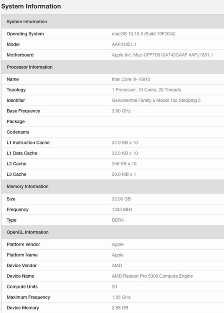 苹果iMac 2020配置曝光：将搭载英特尔i9-10910和AMD Radeon Pro 5300-第3张图片-科技快讯