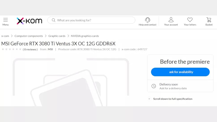 鸽王RTX3080Ti上架电商页面 发售时间越来越近接近-第2张图片-科技快讯
